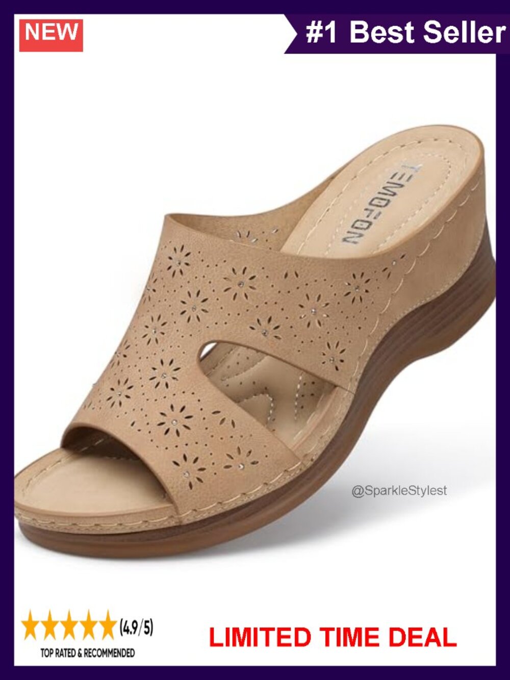 PU Leather Platform Wedge Sandals Open Toe Slip On Summer Shoes